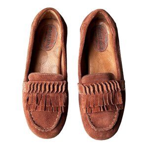 Montana Artisan Crafted Women's Suede Leather Brown Loafers Moccasin Shoes 8.5 M